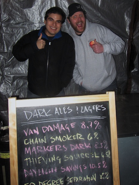 CBG Oscar hanging with Chris at the Dark Ales & Lagers table