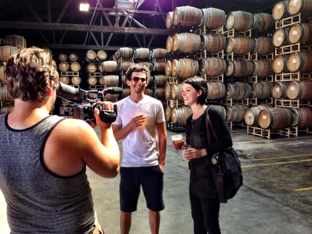 Sr Barrel Program Mgr, Eric Ponce and Sharon Van Etten at the Goose Barrel Showcase room before her Pitchfork appearance