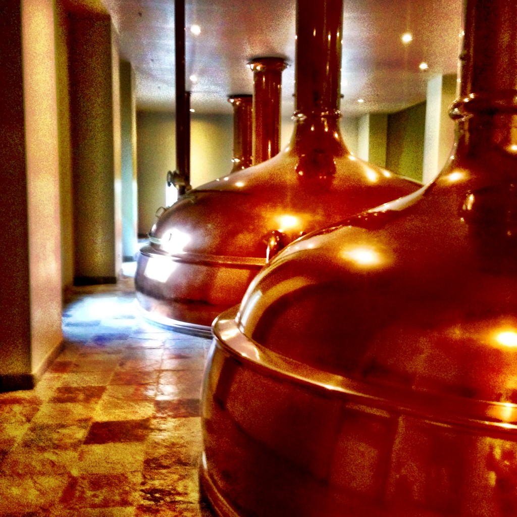 four 100bbl copper clad fermenters at New Glarus Brewery