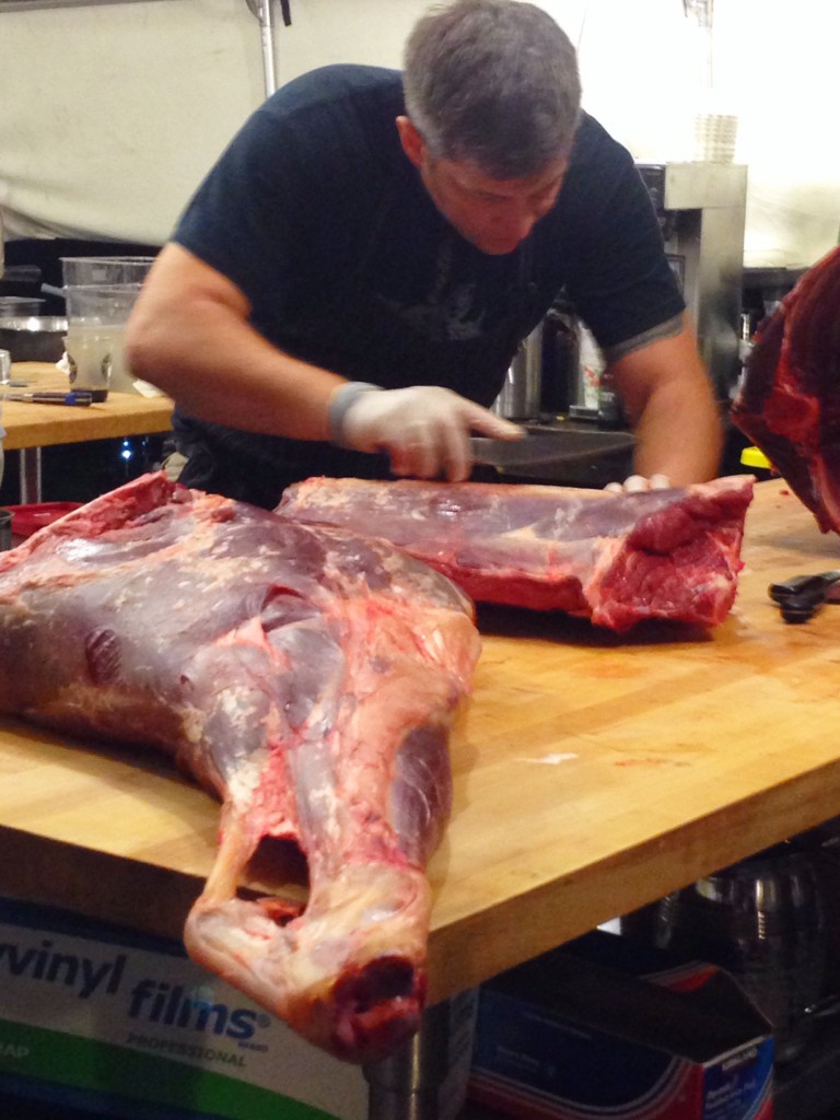 chef butchering elk