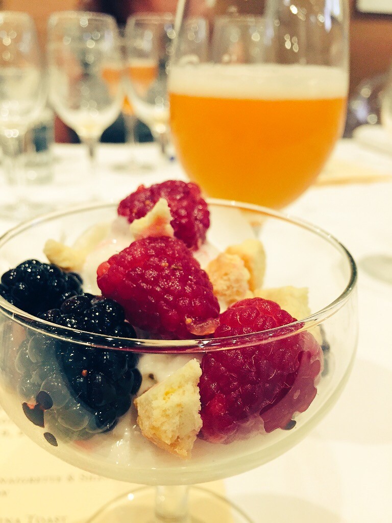 housemade gelato w biscotti crumble + berries from the Half Acre beer centric dinner